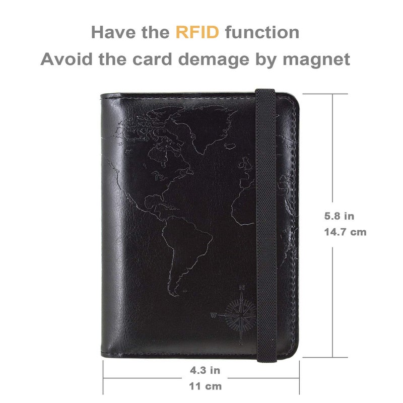 kandouren kandouren RFID Passport Holder Cover Case,Travel Accessories for Men & Boy,Passport Wallet(black world)  - Image 2