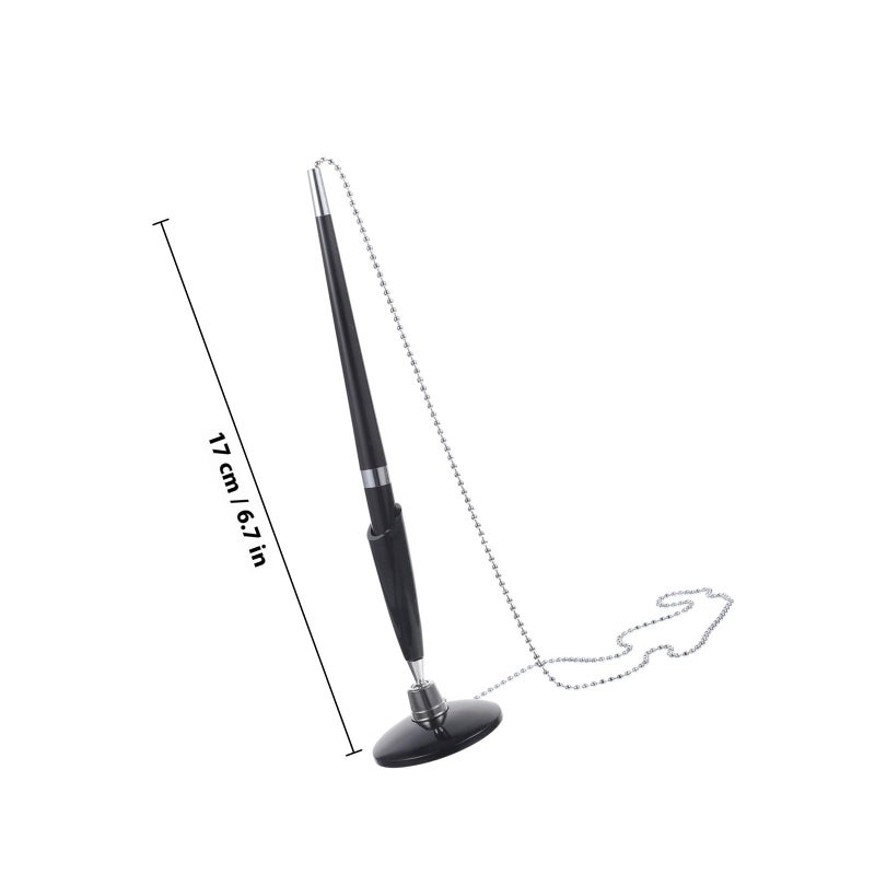 2 Pack Black Ballpoint Pens With Chain For Office Bank Hotel Counter Use - Image 3