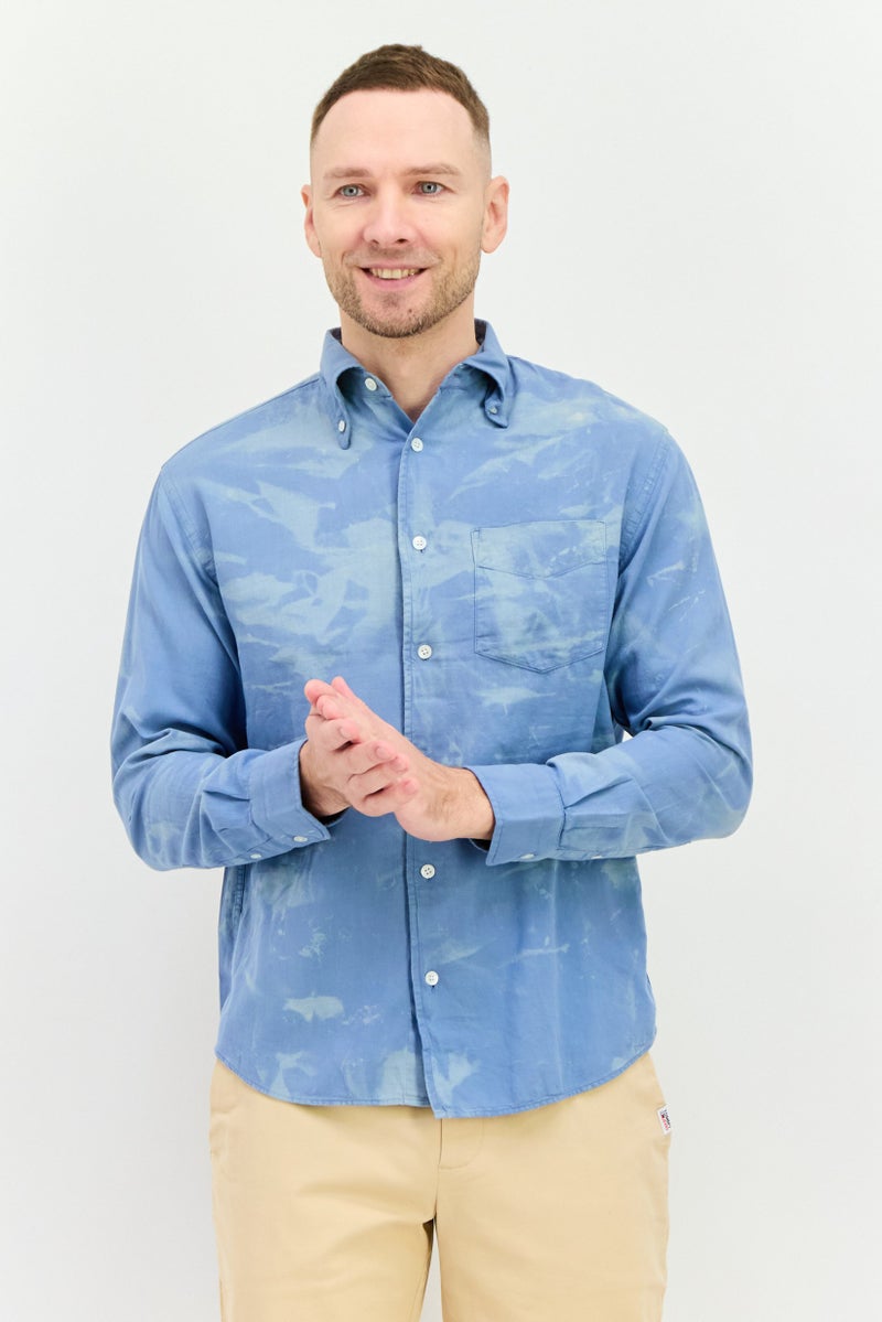 Gant x Wrangler Men Regular Fit Bleach Long Sleeves Casual Shirt, Multicolor - Image 1