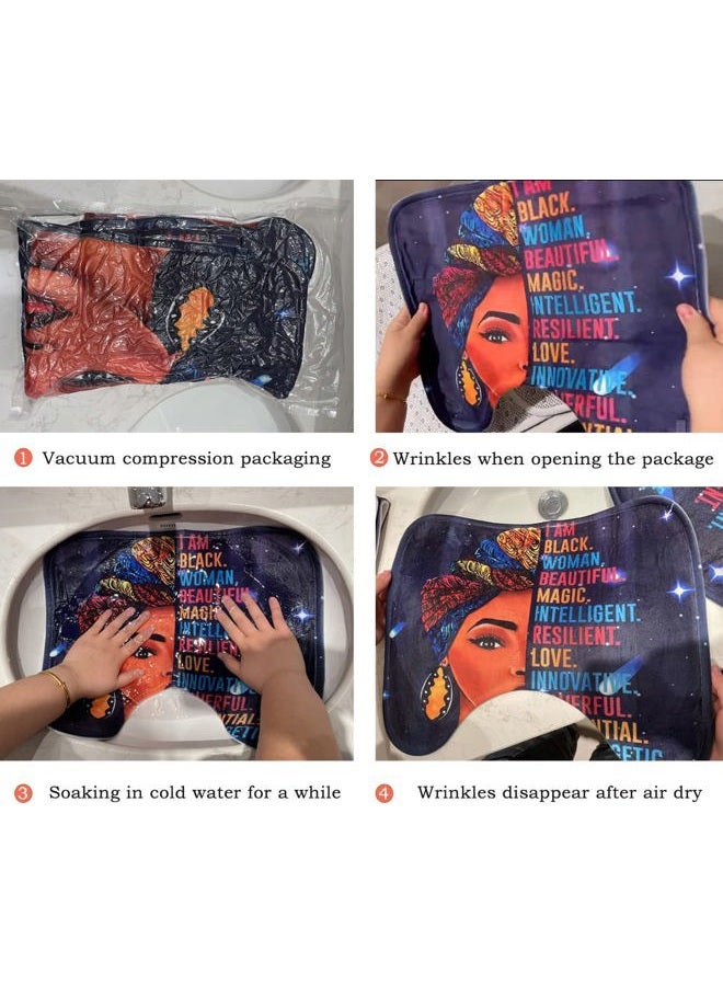 Omebero 4 Pcs Sunflower Black Girl Shower Curtain Sets, Inspirational Words African Queen Bathroom Sets with Shower Curtain and Rugs Toilet Lid Cover Bath Mat, Soft Fabric Shower Curtains with Hooks - Image 3