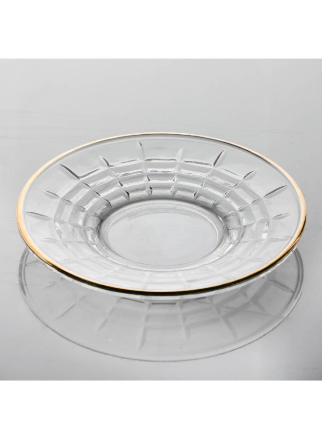 Soleter British Style Glass Tea Coffee Cups and Saucers Set 6 Pairs 4oz Transparent with Gold Rim - Image 4