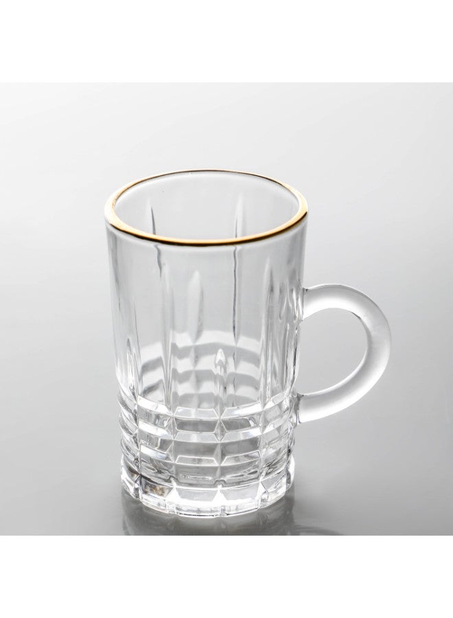 Soleter British Style Glass Tea Coffee Cups and Saucers Set 6 Pairs 4oz Transparent with Gold Rim - Image 5