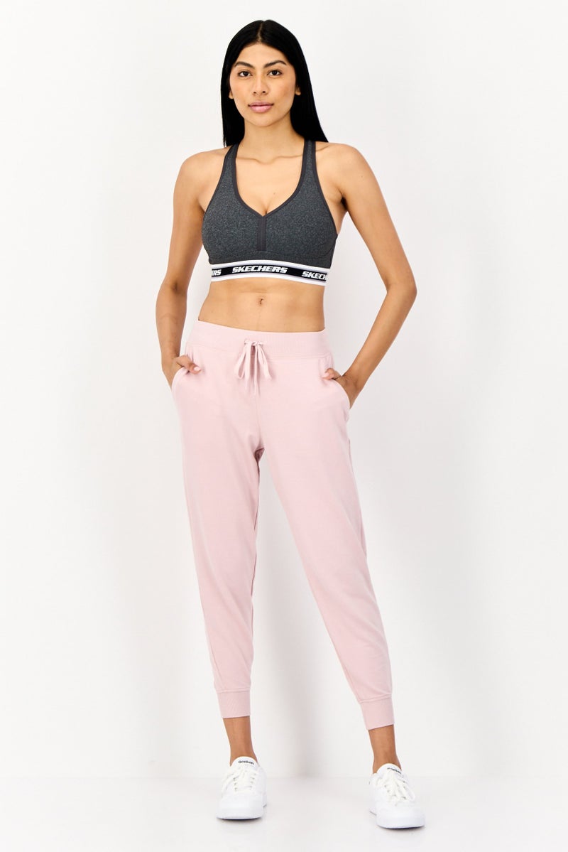 SKECHERS Women Brand Logo Padded Sports Bra, Grey - Image 3