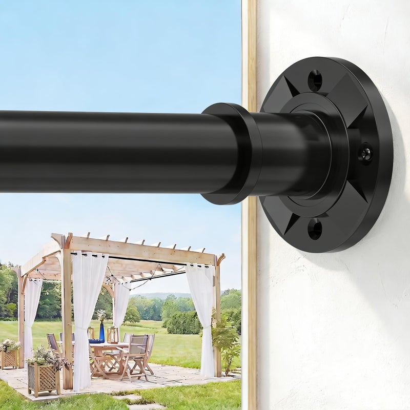 VIOREMOS Tension Curtain Rod 31 to112 In Extra Long Curtain Rod Adjustable Pole Heavy Duty Spring Matte Black Shower Curtain Rod for Bathroom Windows Room Divider Never Rust Anti-Slip