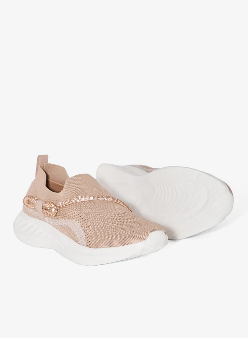 Ginger Diamante Bow Detail Breathable Comfort Slip On Shoe