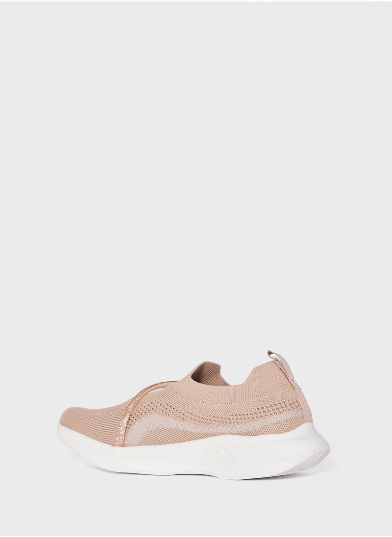 Ginger - Diamante Bow Detail Breathable Comfort Slip On Shoe - Image 1