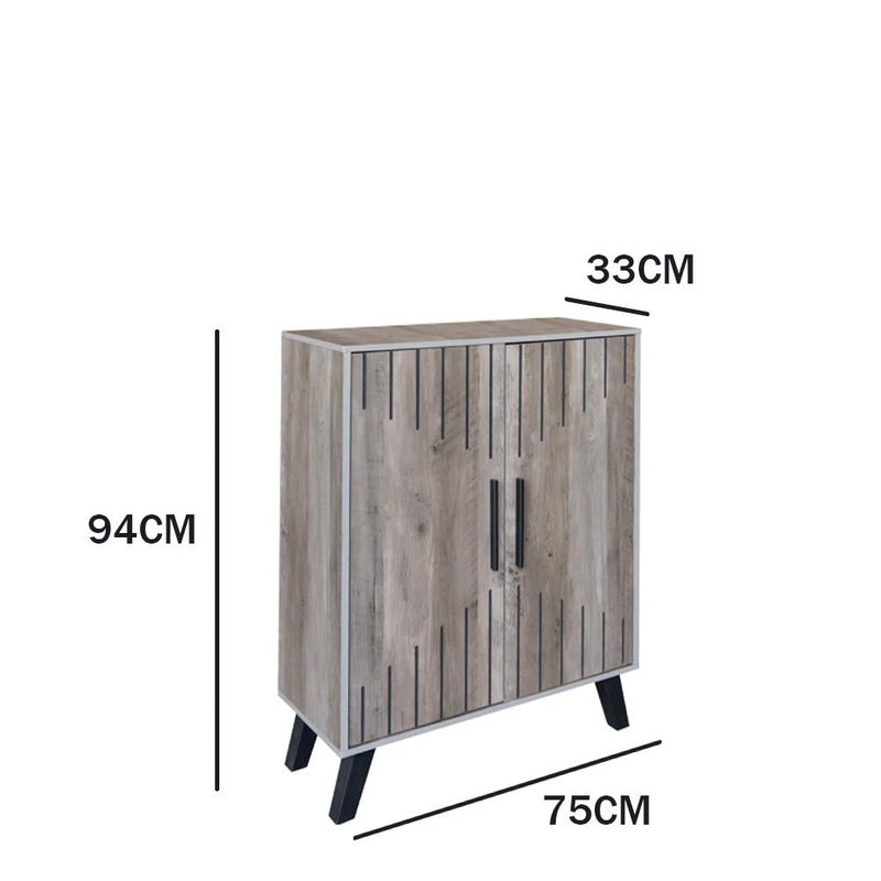 بيتي خزانة أحذية مودرن 4 أدوار –  خشب ماليزي باللونين الرمادي والبني مقاس (94 × 33 × 75) سم - Image 2