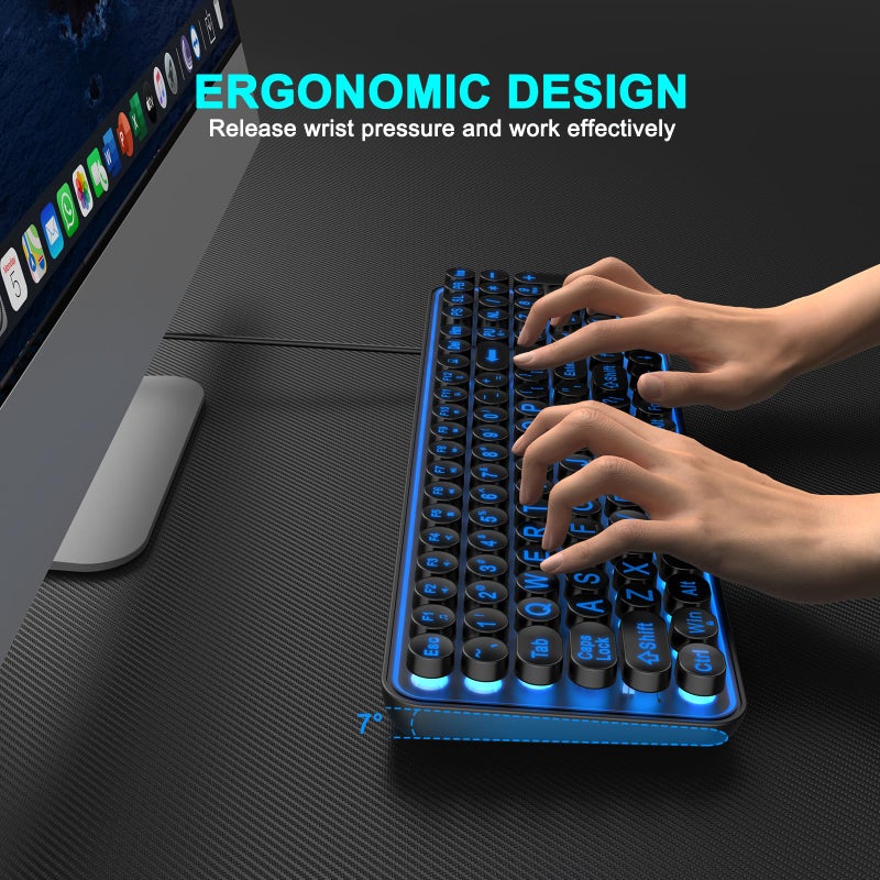 EDJO Large Print Backlit Keyboard, USB Wired Lighted Computer Keyboard with 7-Colors Backlight, Light Up Keyboard with Oversized Letter Key Easy to See for Windows, Desktop, PC, Laptop - Image 4