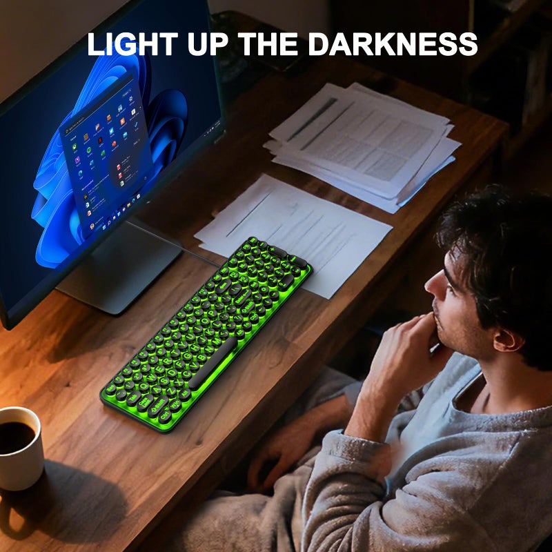 EDJO Large Print Backlit Keyboard, USB Wired Lighted Computer Keyboard with 7-Colors Backlight, Light Up Keyboard with Oversized Letter Key Easy to See for Windows, Desktop, PC, Laptop - Image 5