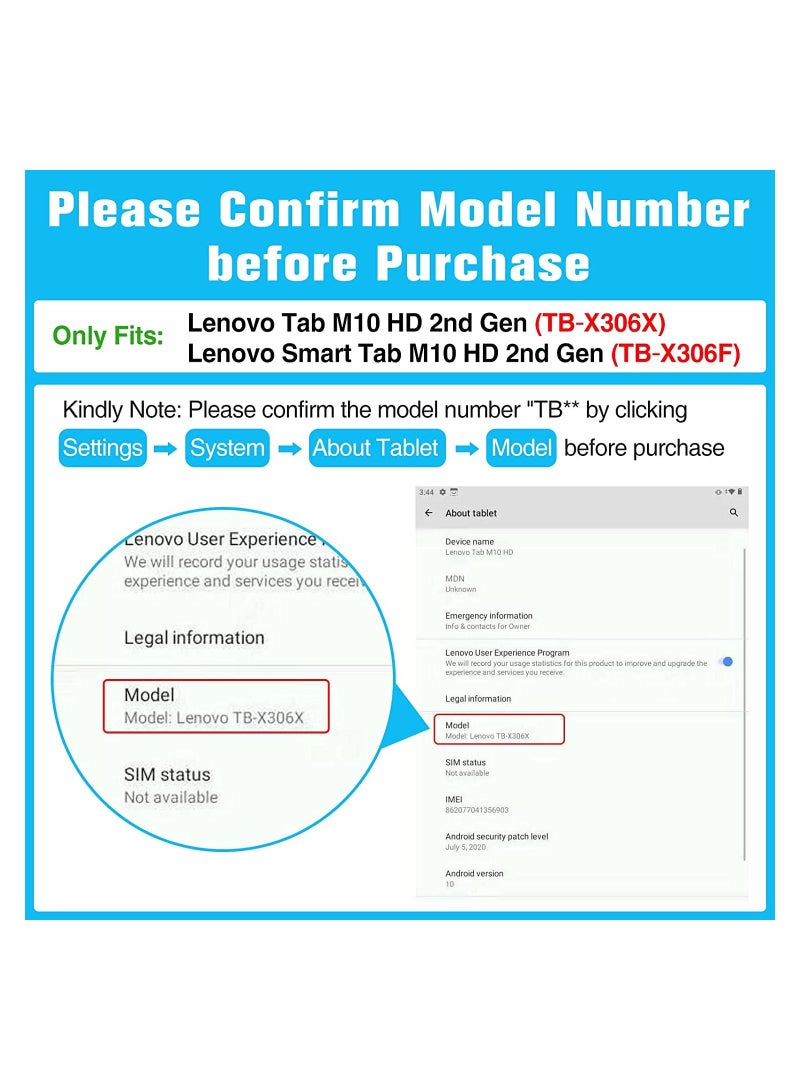 Procases [2 Pack] ProCase Screen Protector for Lenovo Tab M10 HD 2nd Gen (TB-X306X) / Smart Tab M10 HD 2nd Gen (TB-X306F) 10.1 Inch 2020 Release, Tempered Glass Screen Film Guard Screen Protector –Clear - Image 2