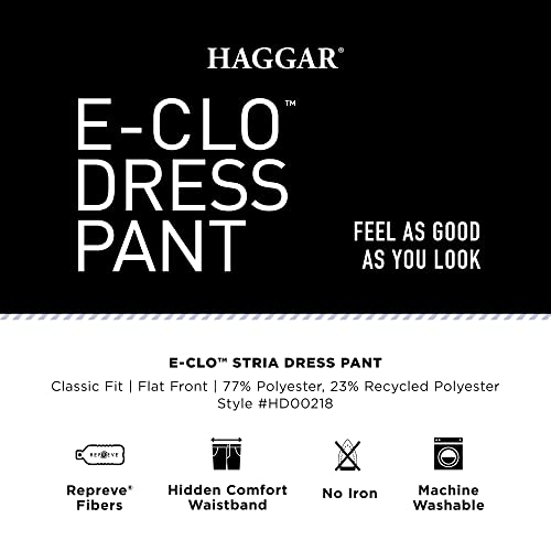 Haggar mens Eclo Stria Expandable-waist Plain-front dress pants, Black, 38W x 34L US - Image 3