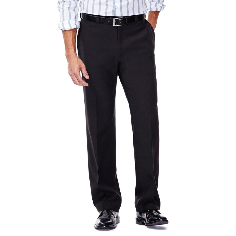 Haggar mens Eclo Stria Expandable-waist Plain-front dress pants, Black, 38W x 34L US - Image 5