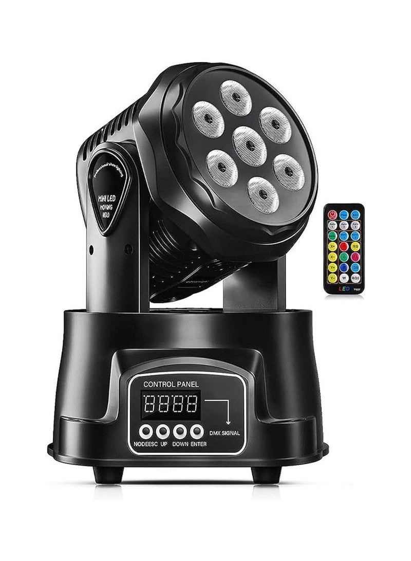Generic Moving Head Light RGBW Stage Lighting DJ Lights 7 x 10W LED Beam Spotlight 9/14 CH Wash Light with DMX and Sound Activated for Church Wedding DJ Shows Disco Bar Lighting Disco DJ Beam lights - Image 1