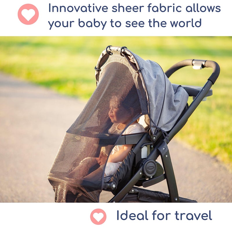 إنتيمام Stroller Sun Shade (Large) - Universal Adjustable SPF 30+ Sunshade with See Through, Strollers Canopy Stroller Shade Extender, Shades Cover for Strollers, Mesh Net Cover for Sun Protection by - Image 2