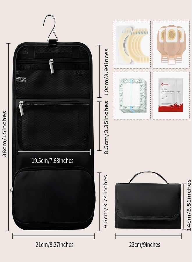 DERAYMI Ostomy Colostomy Travel Bag, Hanging Ostomy Supplies Bags with Hook, Accessory Storage Bags Pouch for Colostomy Toiletries Makeup (Black) - Image 2