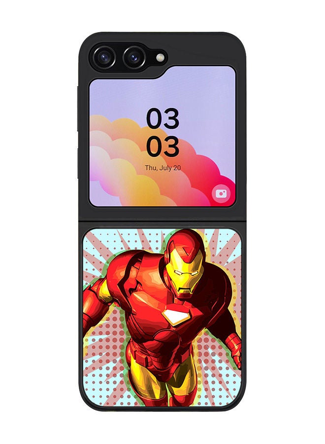 Stylizedd Rugged Black edge case for Samsung Galaxy Z Flip5, Slim fit Soft Case Flexible Rubber Edges Anti Drop TPU Gel Thin Cover -  Ironman Popart - Image 1