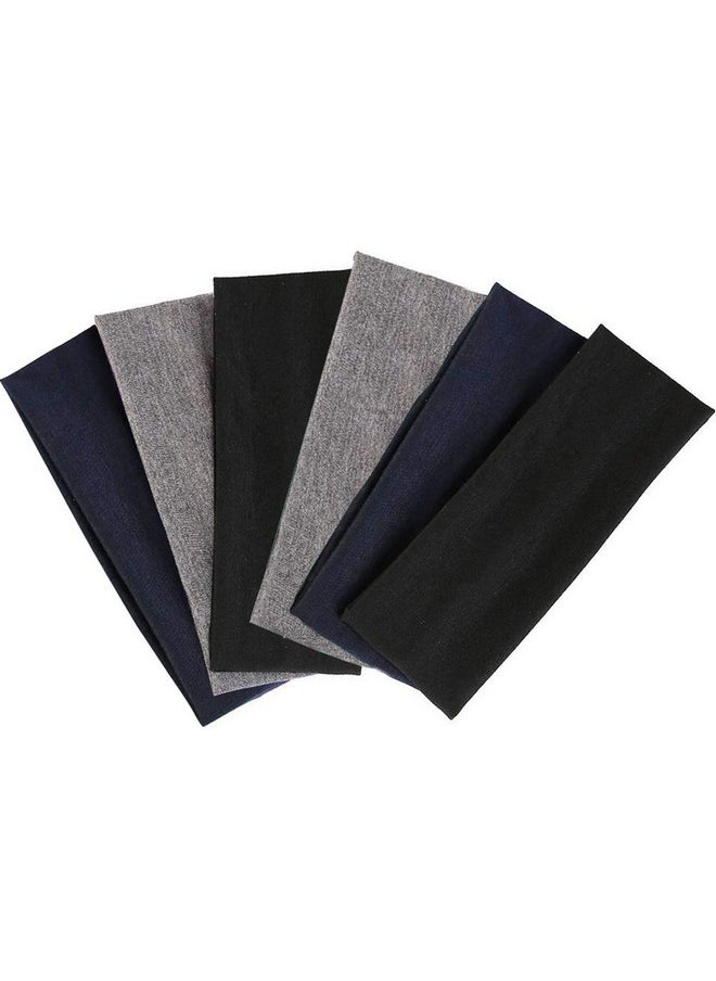 DERAYEE Black Headbands, 6 Pcs Fashion Hair Bands Stretch Elastic Yoga Headband For Women Men Girls Sports Headwraps Non Slip  - Image 1