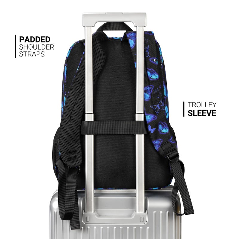 ZORFIN 26L Backpack for College, and Travel: Water Resistant Bookbag - Butterfly Black - Image 5