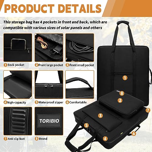 TORIBIO Solar Panel Travel Bag, Padded Portable Solar Panel Storage Bag Compatible with Jackery SolarSaga 100W, Water-resistant Protective Carrying Pocket Case for Outdoor Camping Travel - Image 4