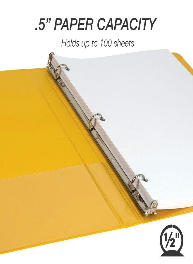 Samsill Economy 0.5 Inch 3 Ring Binder, Made in The USA, Round Ring Binder, Customizable Clear View Cover, Yellow (18515) - Image 3