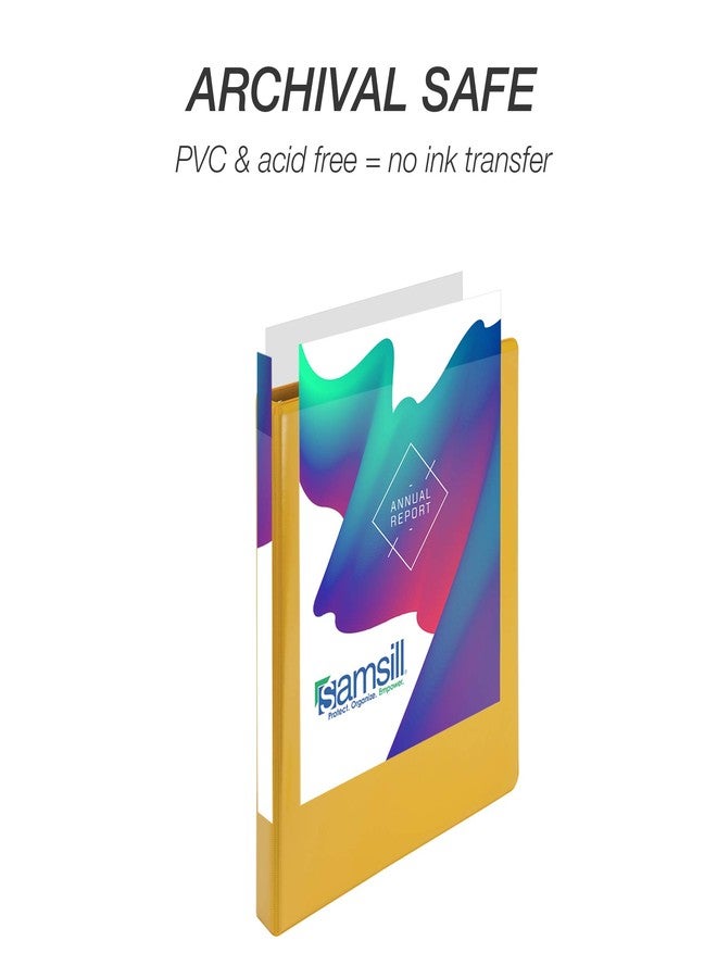 Samsill Economy 0.5 Inch 3 Ring Binder, Made in The USA, Round Ring Binder, Customizable Clear View Cover, Yellow (18515) - Image 5