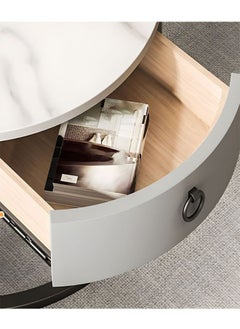 NKX Set Of 2 Modern Round Coffee Table With Top Marble Stone and Metal Frame  - Image 3