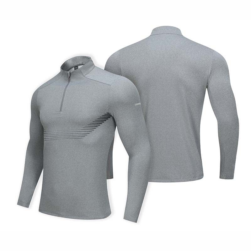 Sports Leisure Long Sleeve Men'S Half Zipper Breathable Elastic T-Shirt Outdoor Fitness Quick-Drying All-Match Base Shirt - Image 1