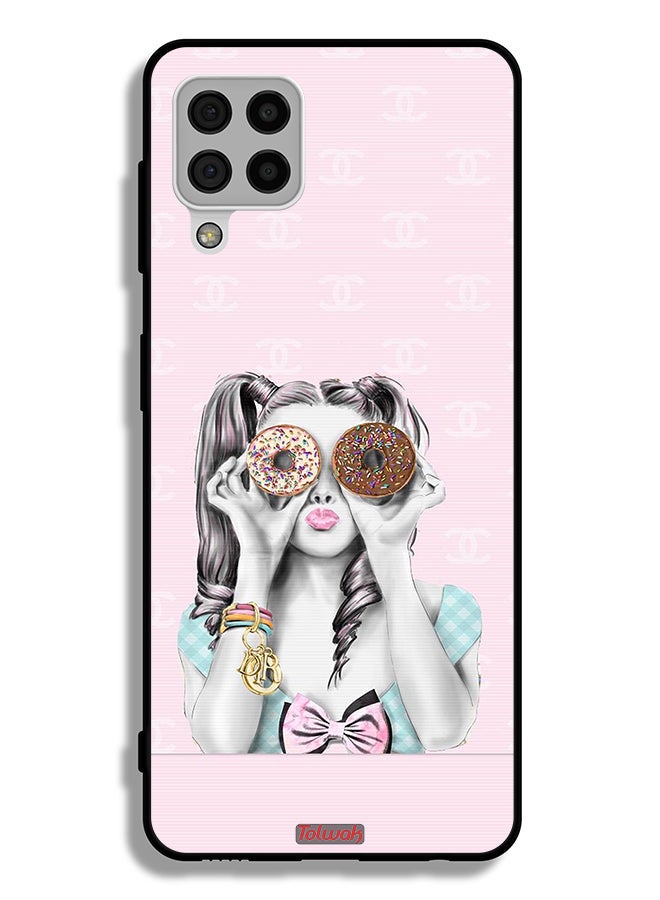 Tolwak Samsung Galaxy A22 4G Protective Case Cover Holding Two Donuts - Image 1