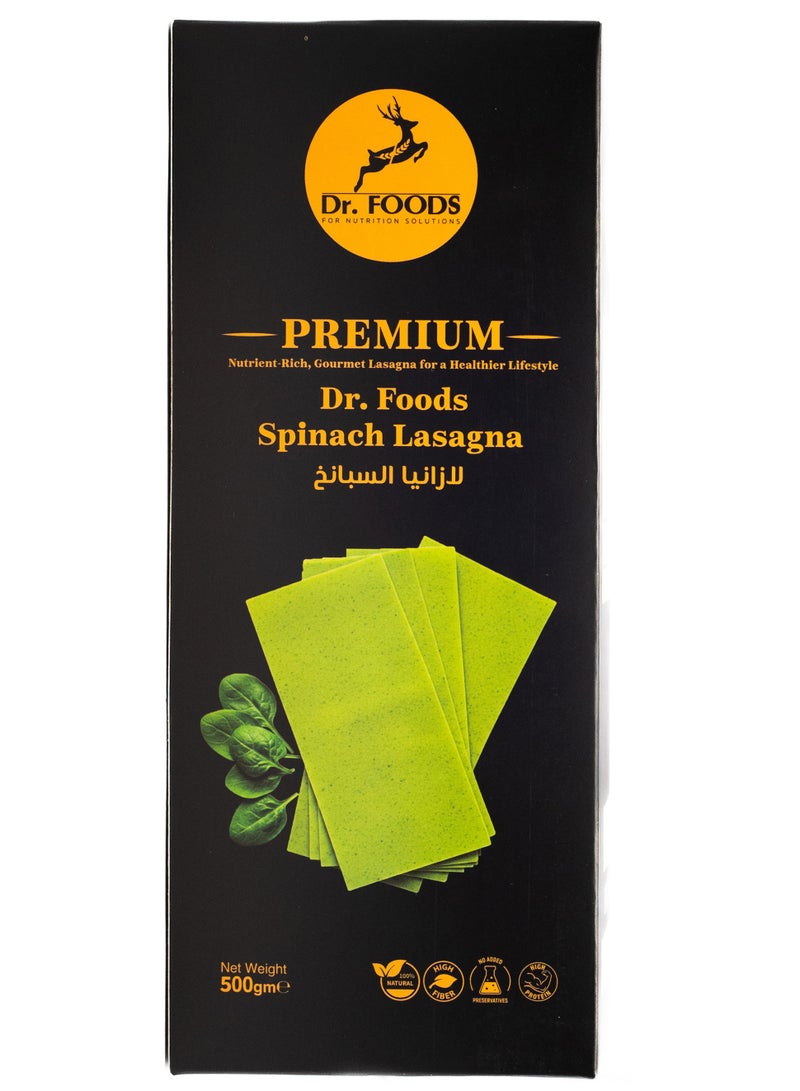 Dr. Foods Spinach Lasagna – 500g | Premium Pasta Sheets | With Whole Wheat Flour