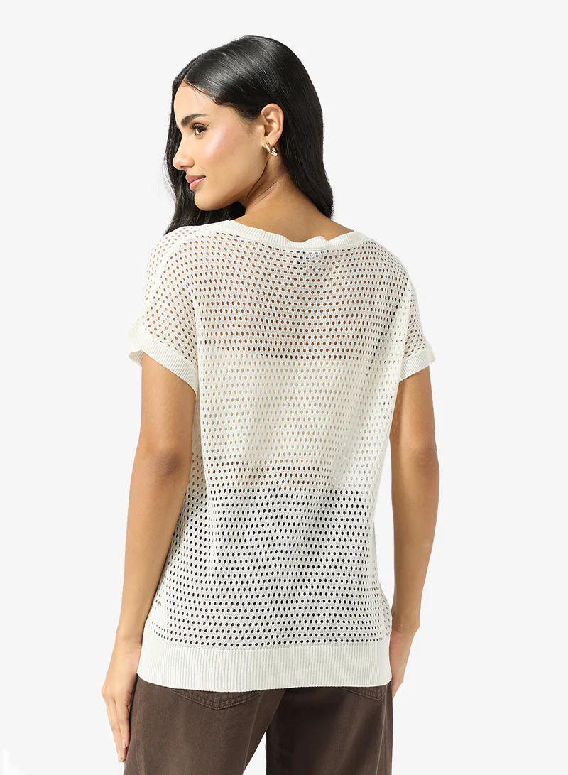 Ginger Knitted Openwork Top