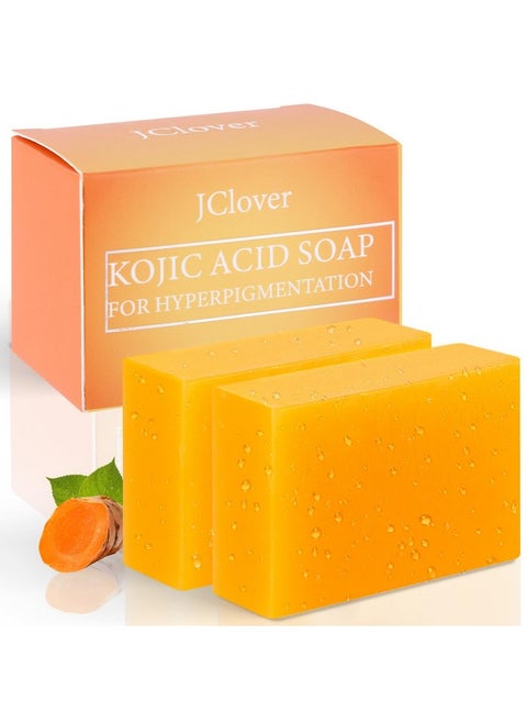Kojic Acid Soap Dark Spot Remover Soap Bars Moisturizing For Face & Body Reduce Acne Scars Natural Bar Soap With Vitamins C Hyaluronic Acid Turmeric Olive Oil3.5 Oz (2 Bars)
