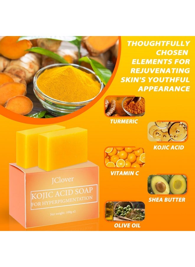 Kojic Acid Soap Dark Spot Remover Soap Bars Moisturizing For Face & Body Reduce Acne Scars Natural Bar Soap With Vitamins C Hyaluronic Acid Turmeric Olive Oil3.5 Oz (2 Bars)