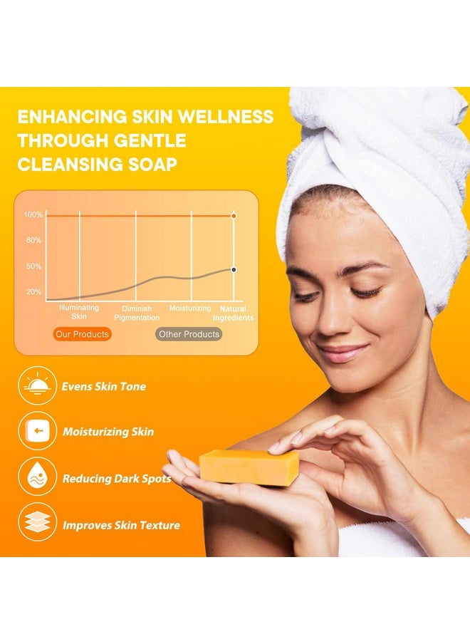 Kojic Acid Soap Dark Spot Remover Soap Bars Moisturizing For Face & Body Reduce Acne Scars Natural Bar Soap With Vitamins C Hyaluronic Acid Turmeric Olive Oil3.5 Oz (2 Bars)