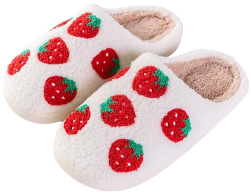 Tellrain Women Slippers Cute Pattern Big Heart Mushroom Warm Soft Bedroom Shoes Fuzzy Closed Toe Sandals Non Slip House Bedroom Slippers - Image 1