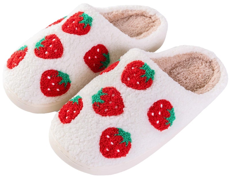 Tellrain Women Slippers Cute Pattern Big Heart Mushroom Warm Soft Bedroom Shoes Fuzzy Closed Toe Sandals Non Slip House Bedroom Slippers - Image 2