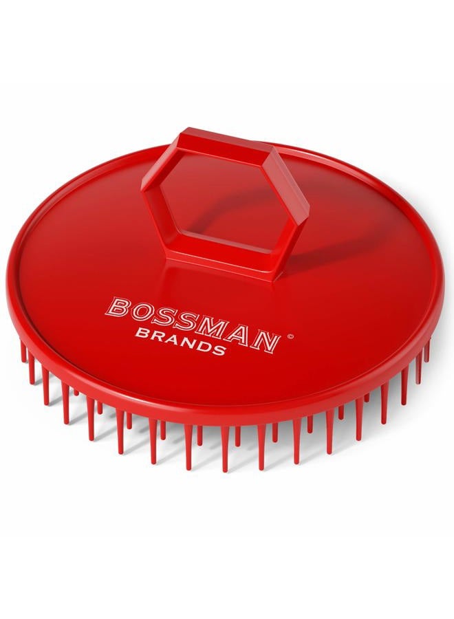 bossman Scalp Massager & Shampoo Brush (Red) – Head Scrubber, Beard Exfoliator & Dandruff Control for Hair & Beard - Image 1