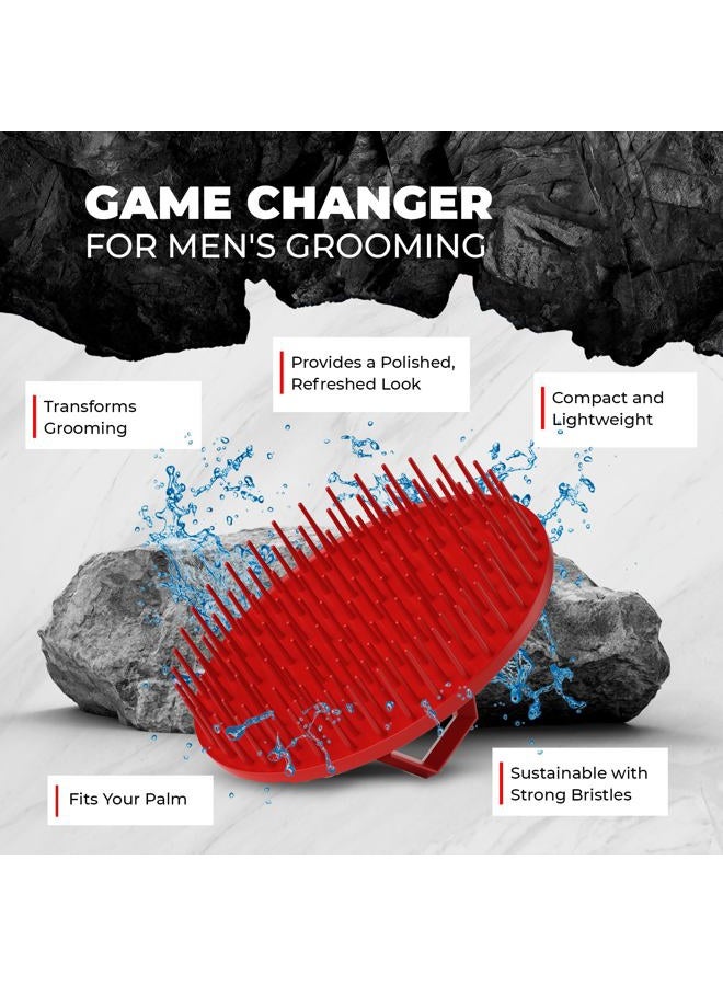 bossman Scalp Massager & Shampoo Brush (Red) – Head Scrubber, Beard Exfoliator & Dandruff Control for Hair & Beard - Image 2
