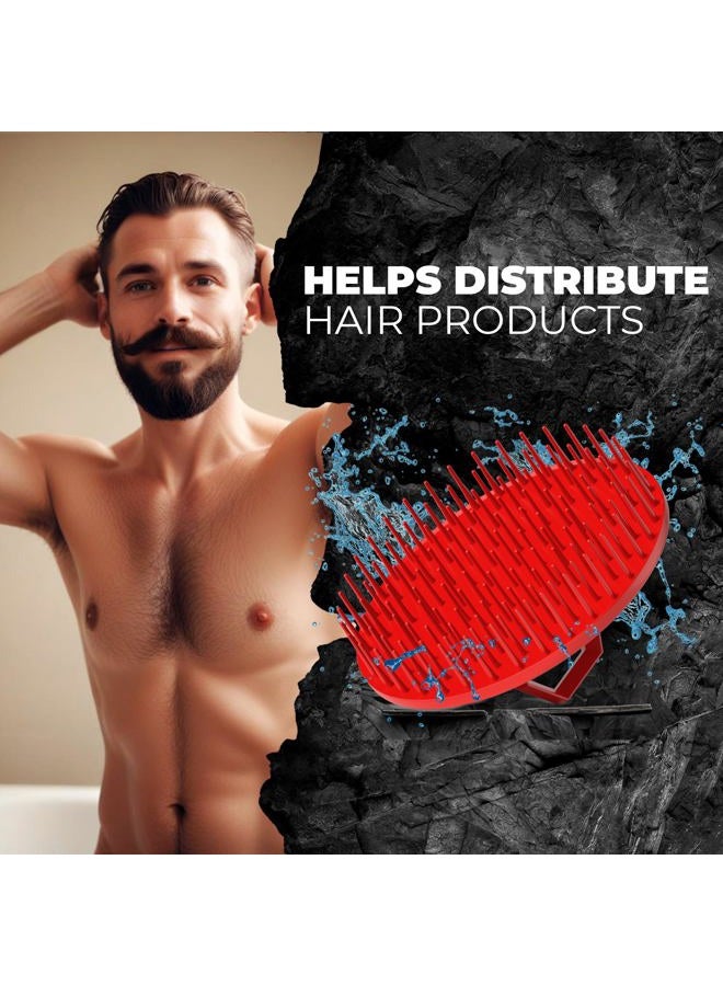 bossman Scalp Massager & Shampoo Brush (Red) – Head Scrubber, Beard Exfoliator & Dandruff Control for Hair & Beard - Image 5