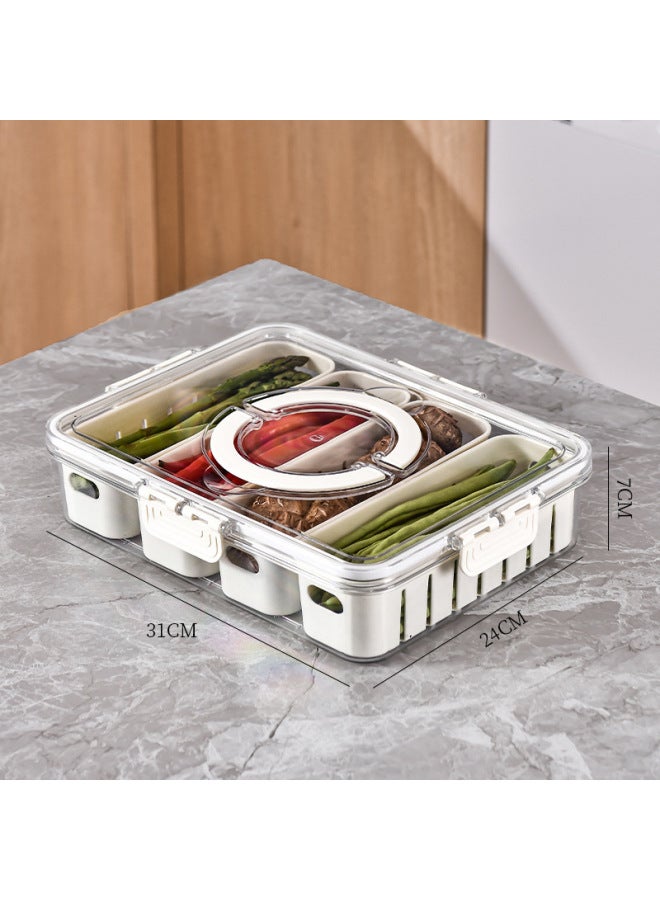 Food-grade Storage Box Sub-seasoning Seasoning Transparent Grain Box Format Seasoning Spices Sealed Kitchen Plastic Preservation-Specifications:PET Short Drain Portable With Four Compartments  - Image 1