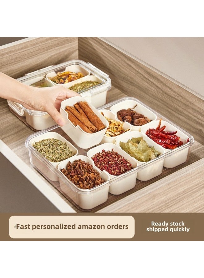 Food-grade Storage Box Sub-seasoning Seasoning Transparent Grain Box Format Seasoning Spices Sealed Kitchen Plastic Preservation-Specifications:PET Short Drain Portable With Four Compartments  - Image 3