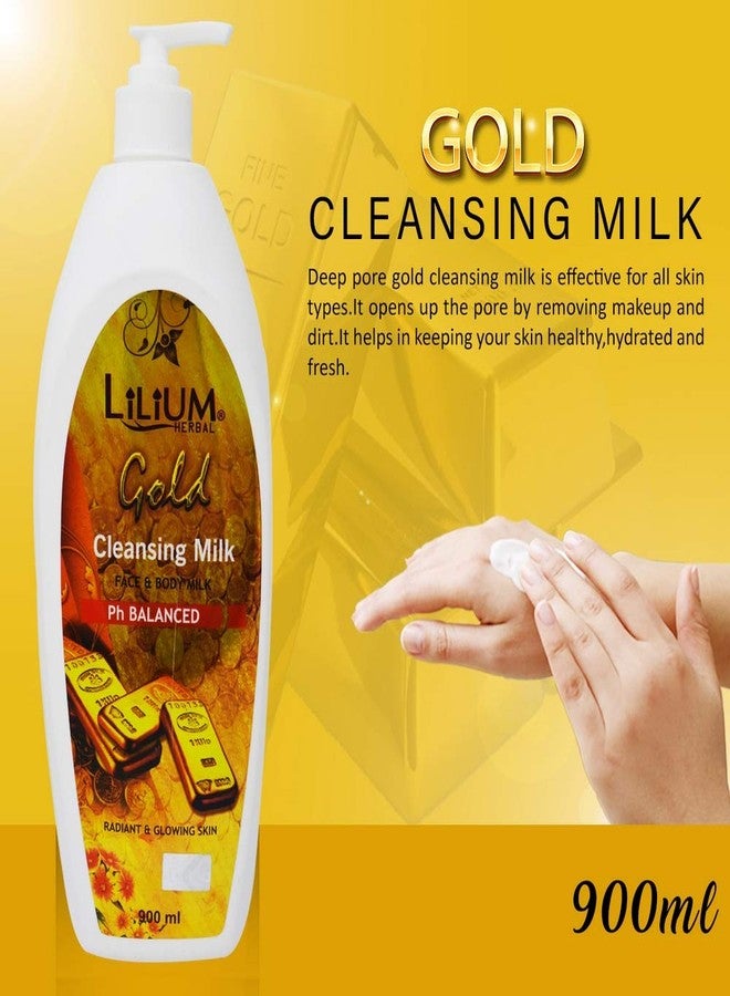Lilium Regular Moisturizer Face & Body Lotion with Gold Cleansing Milk, 900ml Each - Image 3