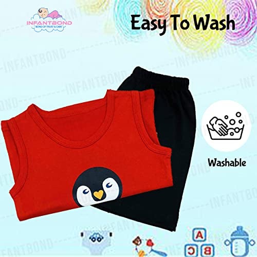Infantbond Baby Boy's and Girl's Sleeveless T-Shirt and Short 100% Cotton Clothing Set (0-6 Months, Penguin Set) - Image 4