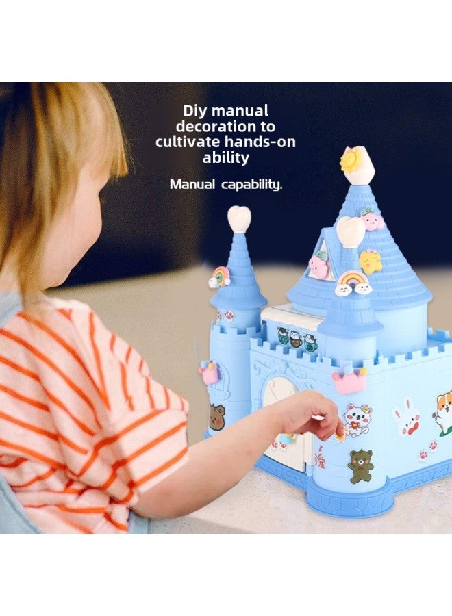 Girls Princess Castle Treasure Chest Play-house Toy Cartoon Girl Heart Unlock Piggy Bank Children's Gift Toy-Color:Castle (set Of 12)  - Image 5