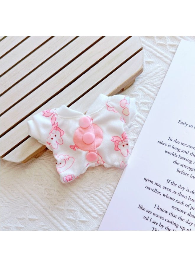 Only Clothes] Labubu Doll Clothes 17cm Heart Vinyl Face Pull Cloth Baby Clothes Change To Replace-Specifications:10cm-Color:Milky Climbing Rabbit 10cm  - Image 1