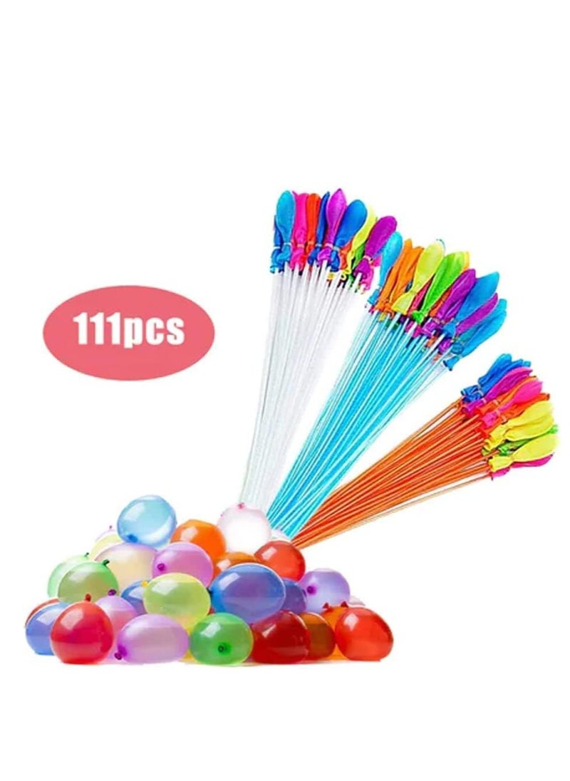 ECVV water balloons (111) pcs quick fill self sealing bunch of balloons in 3 refill kits for summer beach pool games water balloon bombs birthday party splash fight - MIX COLOR  - Image 3