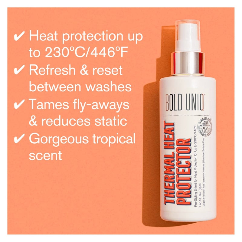 BOLD UNIQ Heat Protectant Spray For Hair - Thermal Protector Up To 450ÂºF From Flat Irons & Hot Blow Dry - Light Weight Thermal Shield Protection Prevents Damage & Breakage, Sulfate & Paraben Free - 5.9 Fl.Oz - Image 3