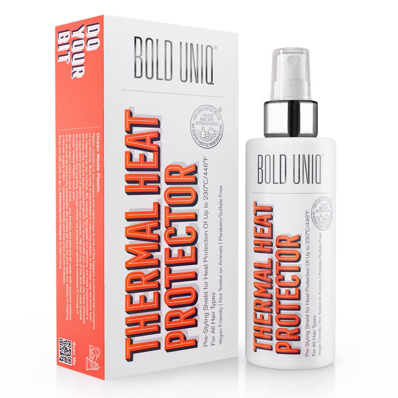 BOLD UNIQ Heat Protectant Spray For Hair - Thermal Protector Up To 450ÂºF From Flat Irons & Hot Blow Dry - Light Weight Thermal Shield Protection Prevents Damage & Breakage, Sulfate & Paraben Free - 5.9 Fl.Oz - Image 1