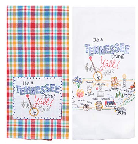 Kay Dee Designs Tennessee Map Home State Souvenir Embroidered Dish Towels Bundle Set of 2 State of Tennessee Kitchen Towels