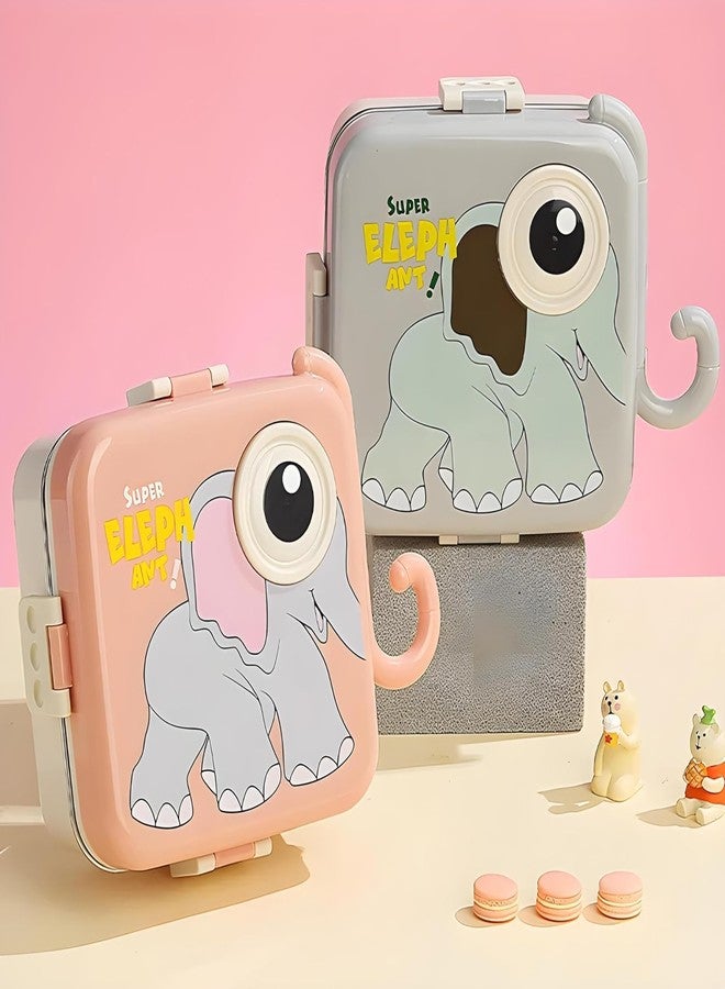 RUJVE Multi Compartment Eye Design Stainless Steel Lunch Box with Spoon Cup for Students School Kids and Adults Tiffin Box for Boys, Girls, School & Office Men Pack-1(Multi Color) - Image 1