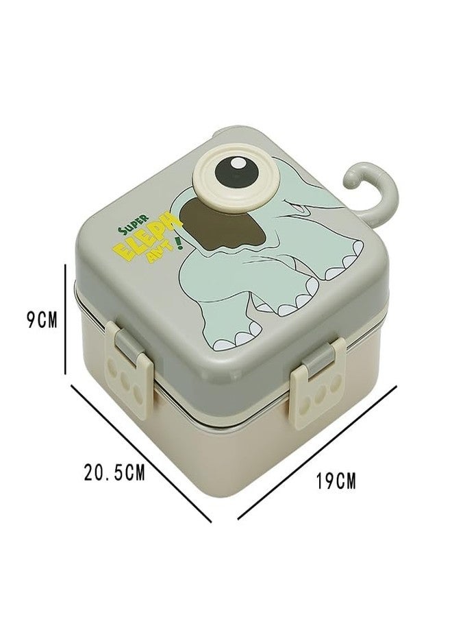 RUJVE Multi Compartment Eye Design Stainless Steel Lunch Box with Spoon Cup for Students School Kids and Adults Tiffin Box for Boys, Girls, School & Office Men Pack-1(Multi Color) - Image 3